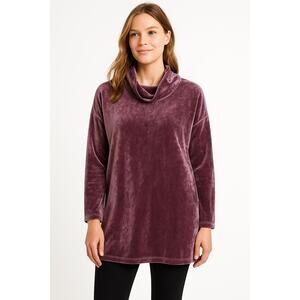J. JILL Pure Jill rose taupe (mauve) velour cowl mock neck tunic top size XL